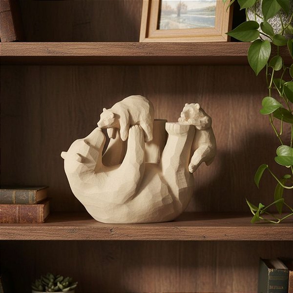 Escultura Família Urso em Poliresina - 18x22x9,5cm - 1 unidade - Rizzo