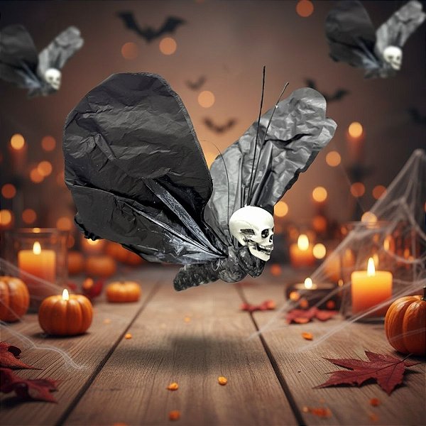 Enfeite Para Pendurar De Halloween - Borboleta Caveira - 39x50x8cm - 1 unidade - Florarte  - Rizzo