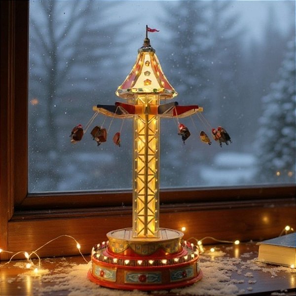 Cenário De Natal - Brinquedo de Parque de Diversão com Som , Luz e Movimento - 29x29x55cm - 1 unidade - Rizzo