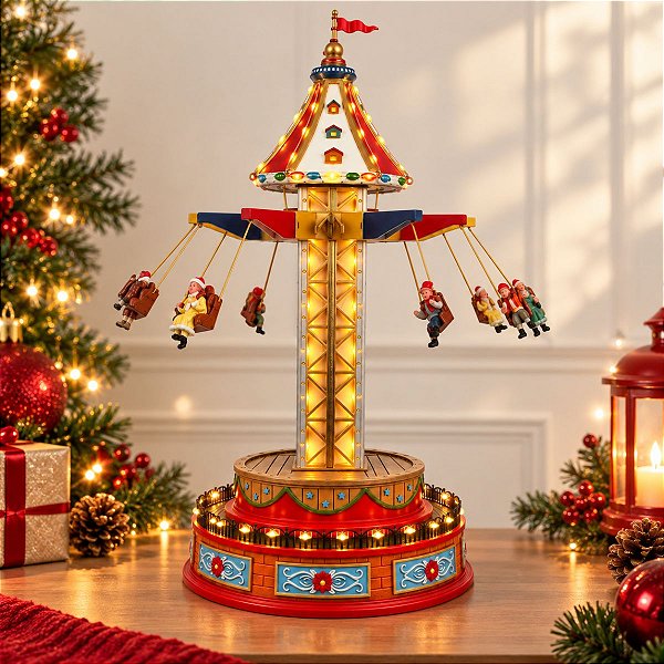 Cenário De Natal - Brinquedo de Parque de Diversão com Som , Luz e Movimento - 29x29x55cm - RZO2326 - 1 unidade - Rizzo