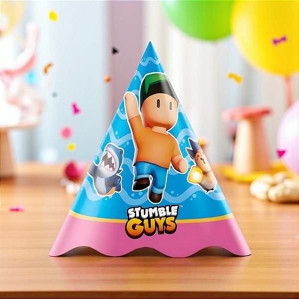 Chapéu de Aniversário - Stumble Guys - 15x13cm - 8 unidades - Regina - Rizzo