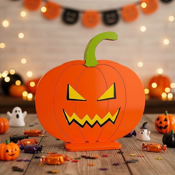 Display de Mesa em MDF - Abóbora - Laranja - 26x25,5cm - 1 unidade - Rizzo