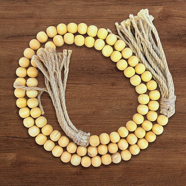 Colar Decorativo de Mesa em Madeira e Juta - 50cm - 1 unidade - Rizzo - Rizzo