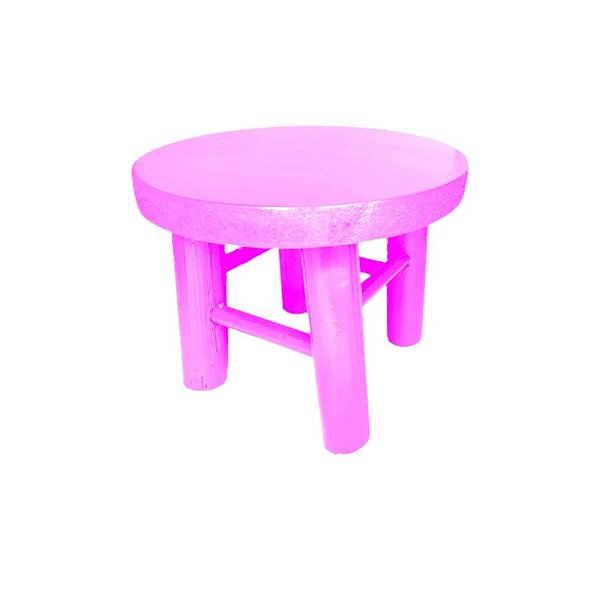 Banquinho MDF Redondo - Rosa - M 12x15cm - 1 unidade - Chiquinho - Rizzo
