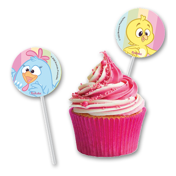 Pick p/ Docinhos Festa Galinha Pintadinha Candy - 8 unidades - Festcolor -  Festas