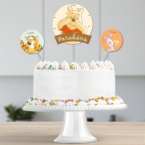Kit Topo de Bolo - Ursinho Pooh - 10x18,5cm - 1 unidade - Festcolor - Rizzo