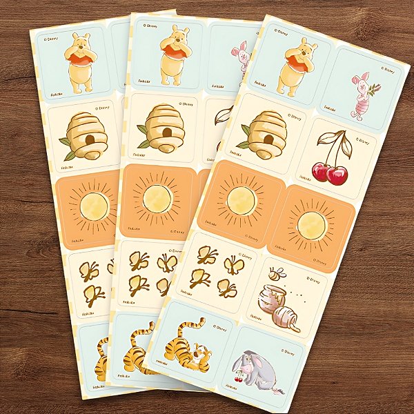 Adesivo Quadrado - Ursinho Pooh - 4cm - 30 unidades - Festcolor - Rizzo