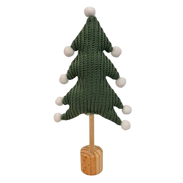 Enfeite Decorativo de Natal Mini Pinheiro - Verde Escuro com Pompom - 26x11,5x4cm - 1 unidade - Cromus - Rizzo