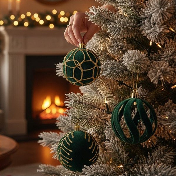 Bolas de Natal em Tubo - Kit Grande Verde - 8x8cm  - 25 unidades - Rizzo