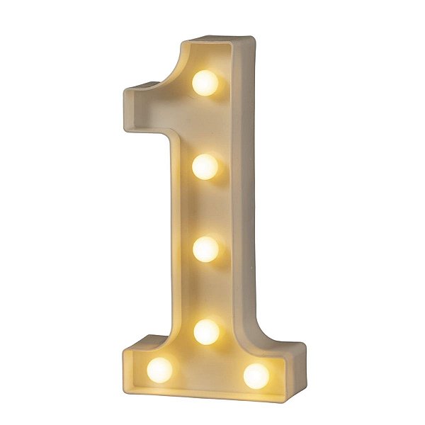Luminoso Mini Número "1" com LED Amarelo - 16x9x3cm - 1 unidade - Rizzo