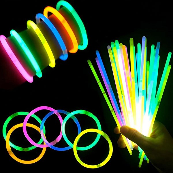 Pulseiras Neon em Tubo - Cores Sortidas - 100 unidades - Rizzo