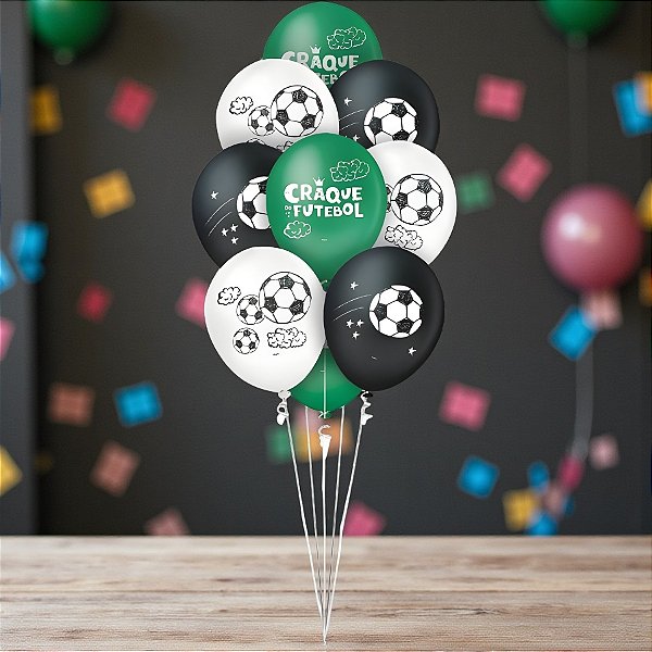 Balão Festa Decorado 9" 23cm Redondo - Festa Futebol - 25 unidades - Regina - Rizzo