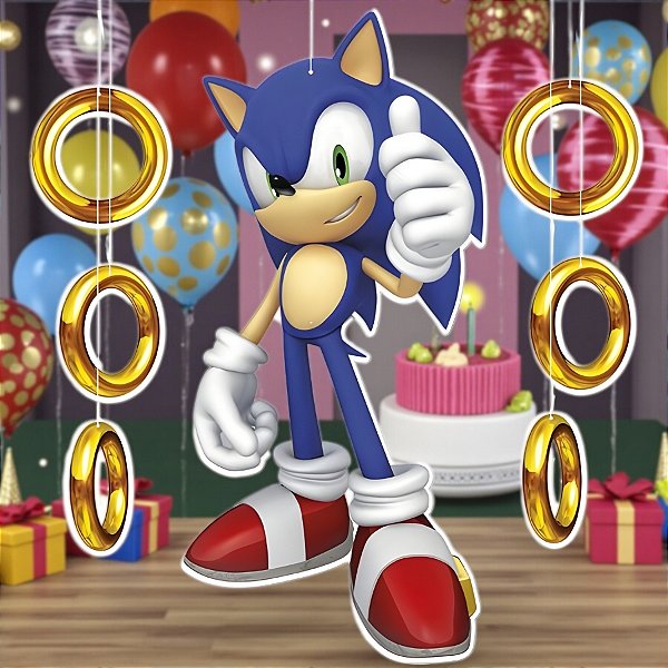 Personagem Articulável Para Decoração - Sonic - 30x80cm - 1 unidade - Regina - Rizzo