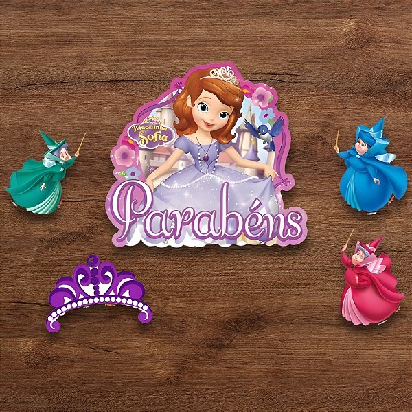 Decoração De Bolo Festa Sofia The First - 13x22,5cm - 5 unidades - Regina - Rizzo