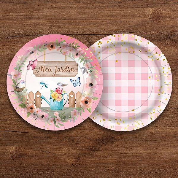 Prato de Papel Redondo - Meu Jardim - 18x18cm - 12 unidades - Regina - Rizzo