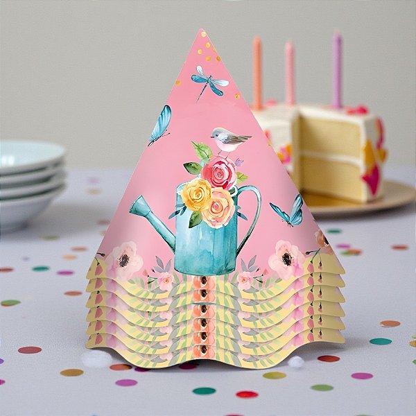 Chapéu de Aniversário - Meu Jardim - 16x13cm - 8 unidades - Regina - Rizzo