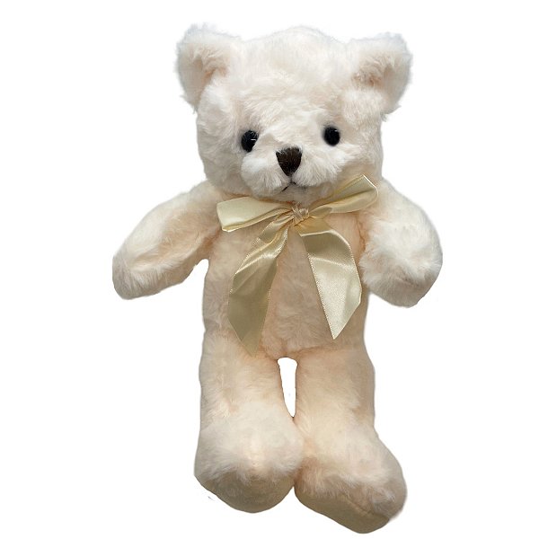 Urso de Pelúcia com Laço Creme - Creme - 28cm - 1 unidade - Rizzo
