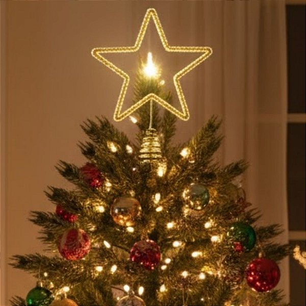 Topo Estrela Para Árvore de Natal - Dourado - 30x20cm - 1 unidade - Cromus - Rizzo