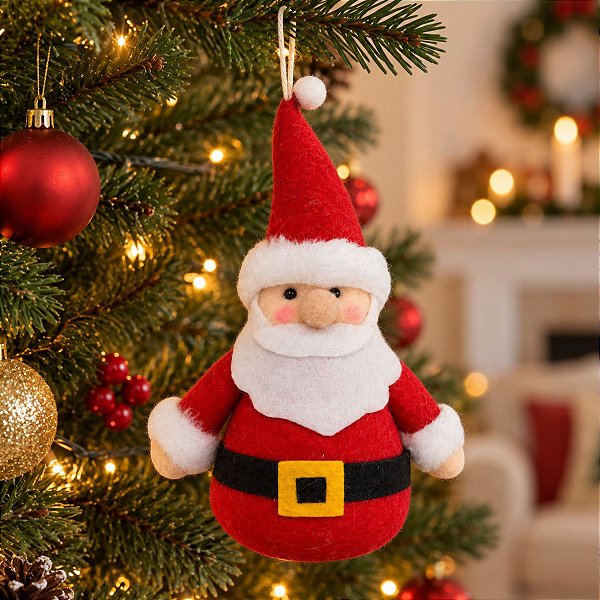 Enfeite Para Pendurar de Natal - Papai Noel Artesanal - Vermelho - 20X12cm - 1 unidade - FlorArte - Rizzo