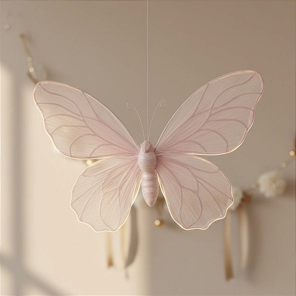 Enfeite Decorativo para Pendurar - Borboleta Rosa Bebê - 36x50x8cm - 1 unidade - FlorArte  - Rizzo