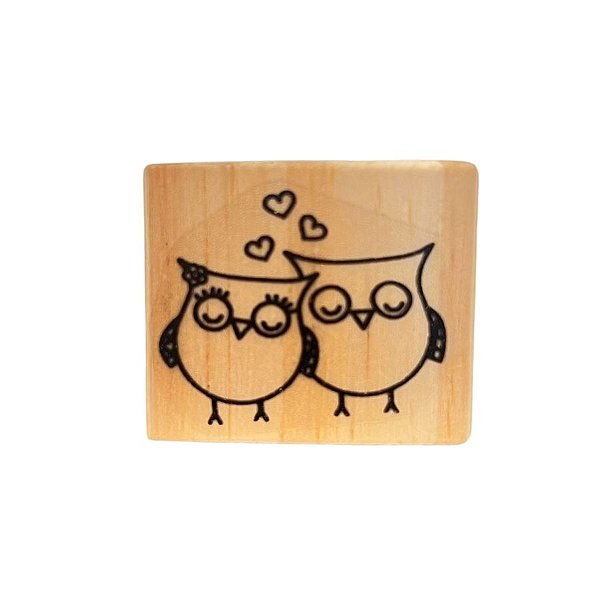 Carimbo de Madeira Artesanal - Corujinhas - Cod.AF-815 - 1 unidade - Rizzo