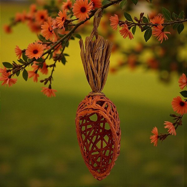 Enfeite Para Pendurar de Páscoa - Cesta de Cenoura - 23cm - 1 unidade - FlorArte - Rizzo