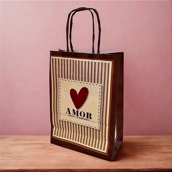 Sacola de Papel - L'Amour - 20,5x14,5x8cm - 1 unidade - Cromus - Rizzo