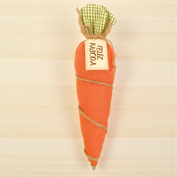 Enfeite Decorativo de Páscoa - Cenoura Laranja Lisa e Tag - 18cm - 1 unidade - Cromus - Rizzo