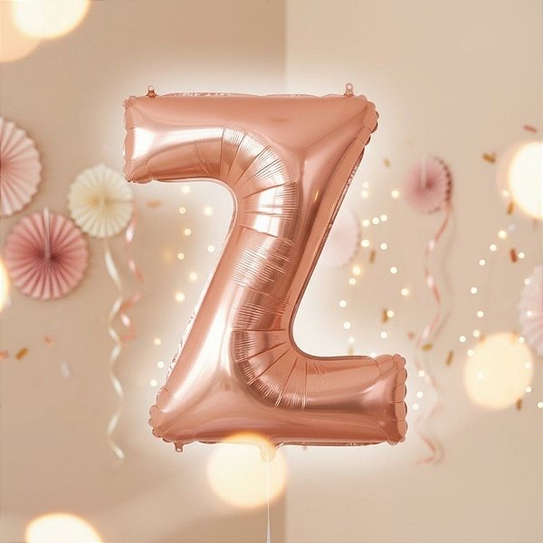 Balão de Festa Microfoil 14" 36cm - Letra Z - Rose Gold - 1 unidade - Cromus - Rizzo