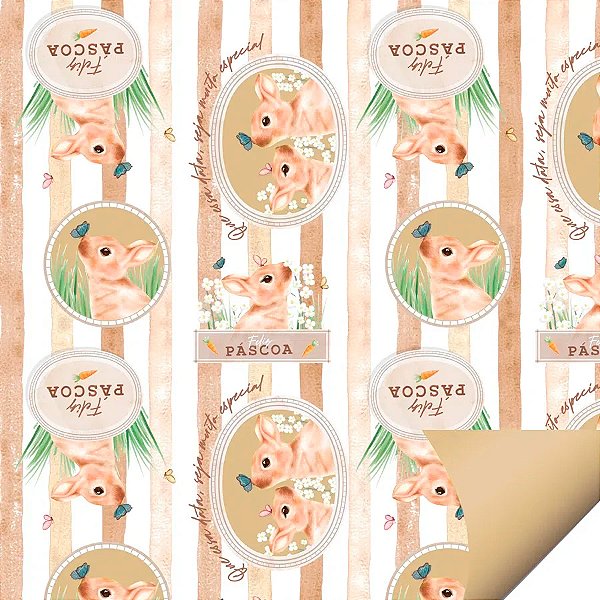 Folha para Ovos de Páscoa Pascoa Double Face Charles Bege 69x89cm - 5 unidades - Cromus Páscoa - Rizzo