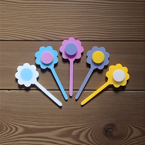 Pick Decorativo Para Doces - Flor - 3x7cm - 4 unidades - Rizzo