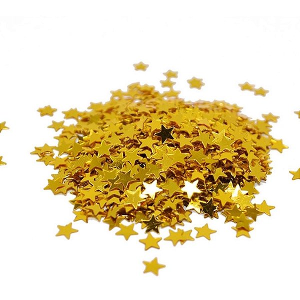 Mini Confete Glitter Dourado - Estrelas - 10g - 1 unidade - Rizzo
