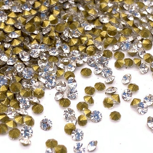 Mini Strass - Dourado - Cristal - 10g - 1 unidade - Rizzo