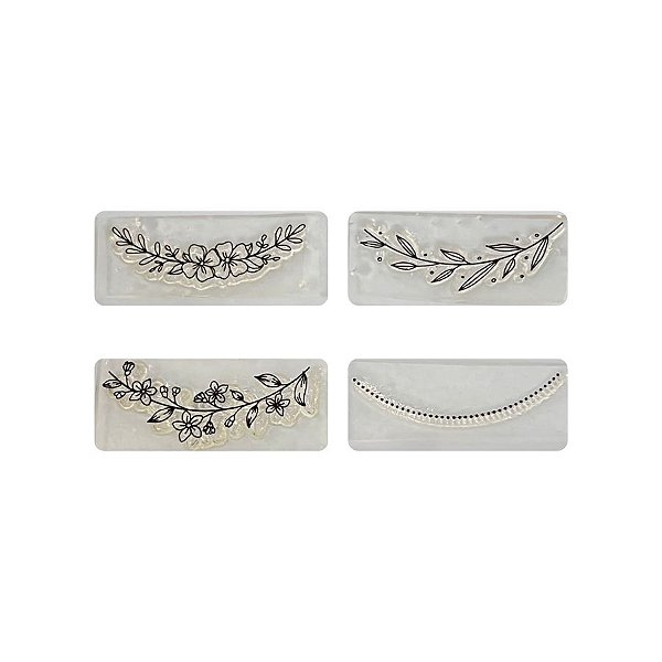 Kit Cartela de Carimbos - Molduras Florais M - 4 unidades - Rizzo