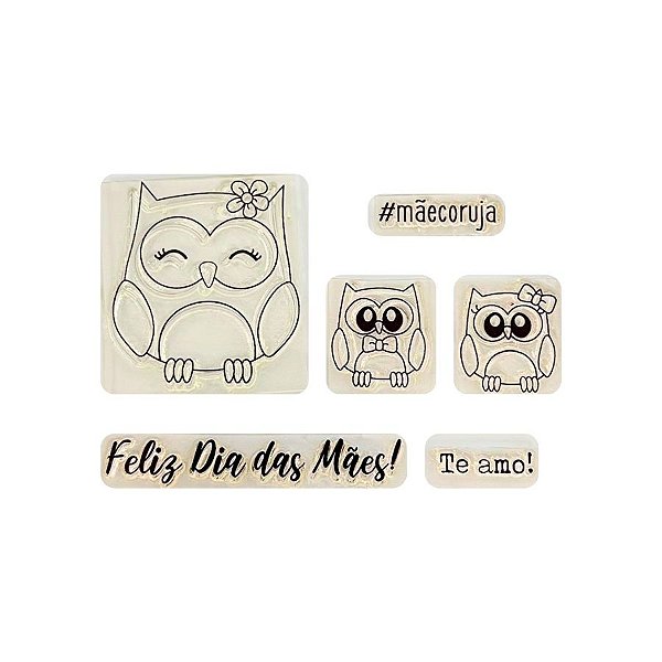 Kit Cartela de Carimbos - Mãe Coruja G - 6 unidades - Rizzo