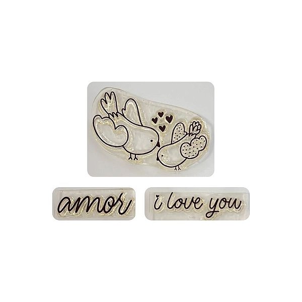 Kit Cartela de Carimbos - Passaros e Amor 2 M - 3 unidades - Rizzo