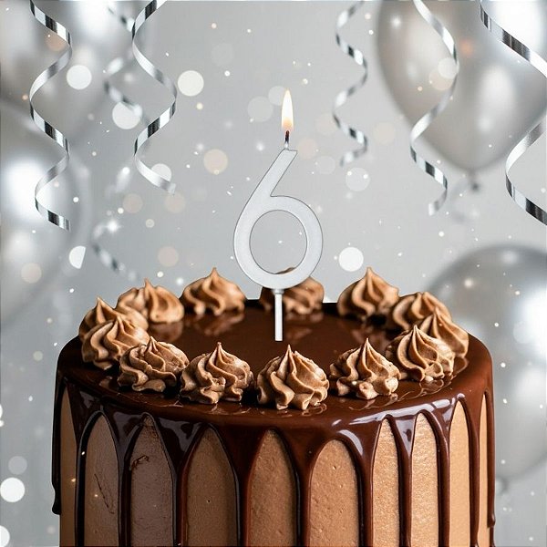 Vela Pick - Prata - Numero 6 - 1 unidade - Regina - Rizzo