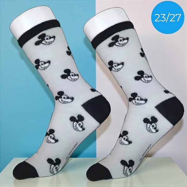 Meia Infantil Cano Médio - Mickey Mouse - Cinza -  23/27 - 1 unidade - Disney Original - Rizzo