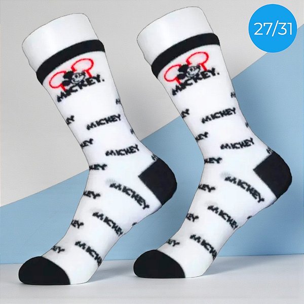 Meia Infantil Cano Médio - Mickey Mouse - Branca - 27/31 - 1 unidade - Disney Original - Rizzo