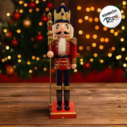 Soldado Quebra Nozes de Madeira - Vermelho - 38cm - 1 unidade - Rizzo