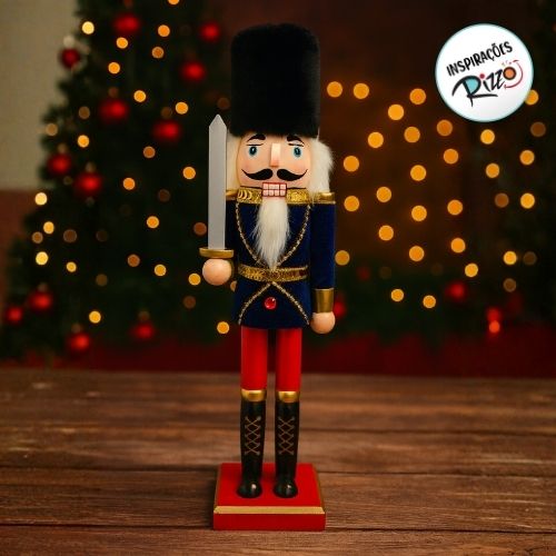 Soldado Quebra Nozes de Madeira - Azul - 38cm - 1 unidade - Rizzo