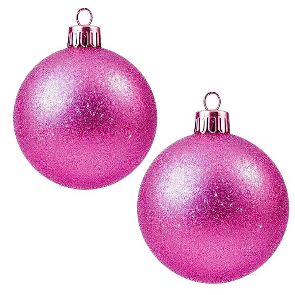 Bolas De Natal - Glitter Pink - 12cm - 2 unidades - Rizzo