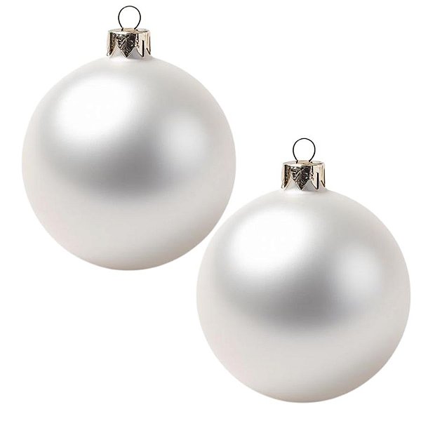 Bolas De Natal - Perolada Branco - 12cm - 2 unidades - Rizzo