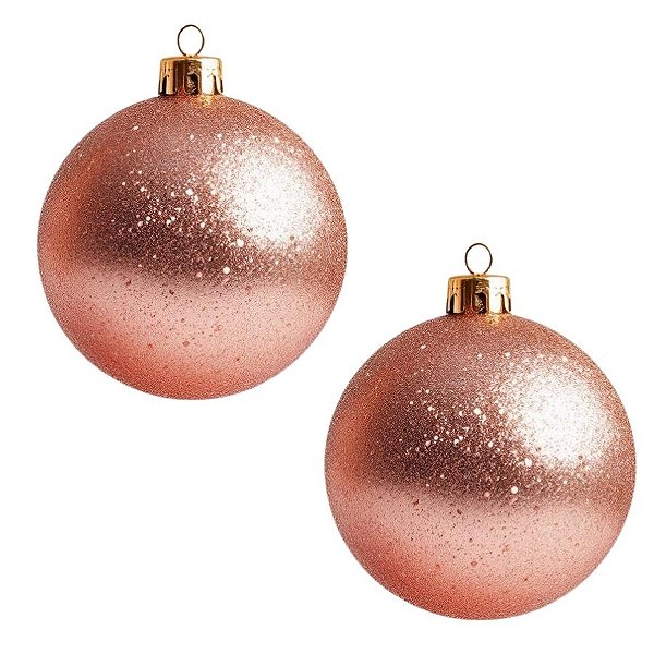 Bolas De Natal - Glitter Rose - 12cm - 2 unidades - Rizzo