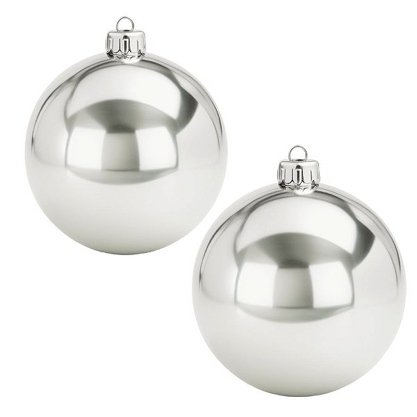 Bolas De Natal - Perolada Prata - 12cm - 2 unidades - Rizzo