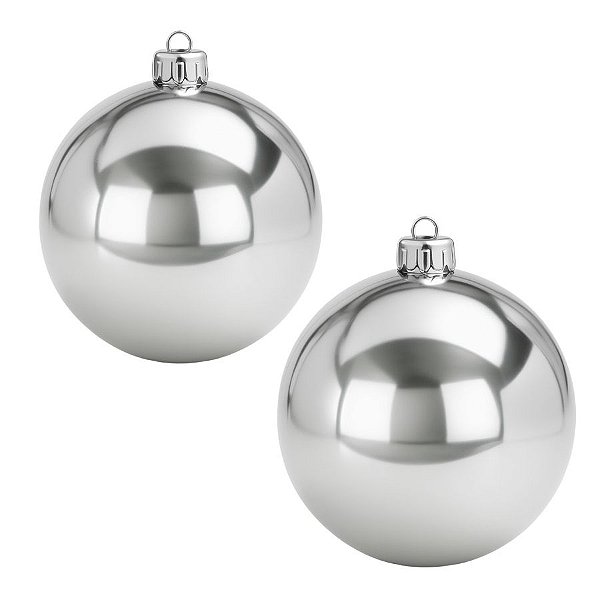 Bolas De Natal - Lisa Prata - 12cm - 2 unidades - Rizzo