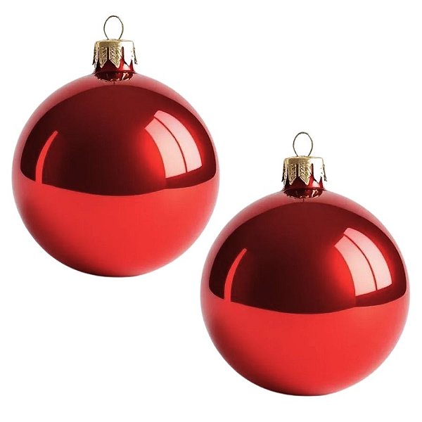 Bolas De Natal - Perolada Vermelha - 12cm - 2 unidades - Rizzo