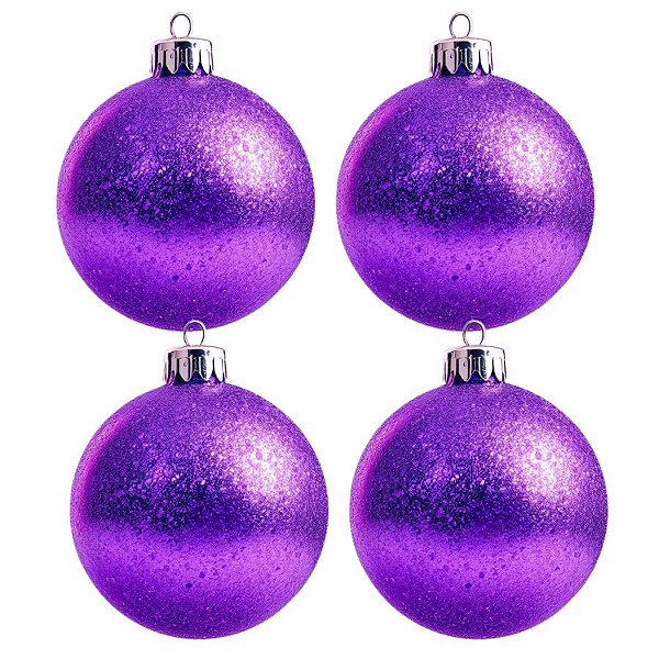Bolas De Natal - Glitter Roxo - 4 unidades - Rizzo