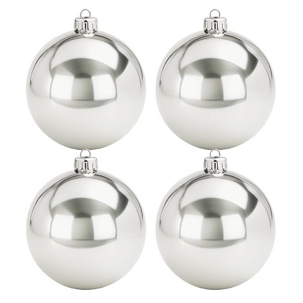Bolas De Natal - Perolada Prata - 4 unidades - Rizzo