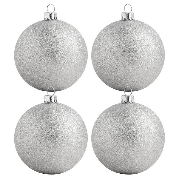 Bolas De Natal - Glitter Prata - 4 unidades - Rizzo